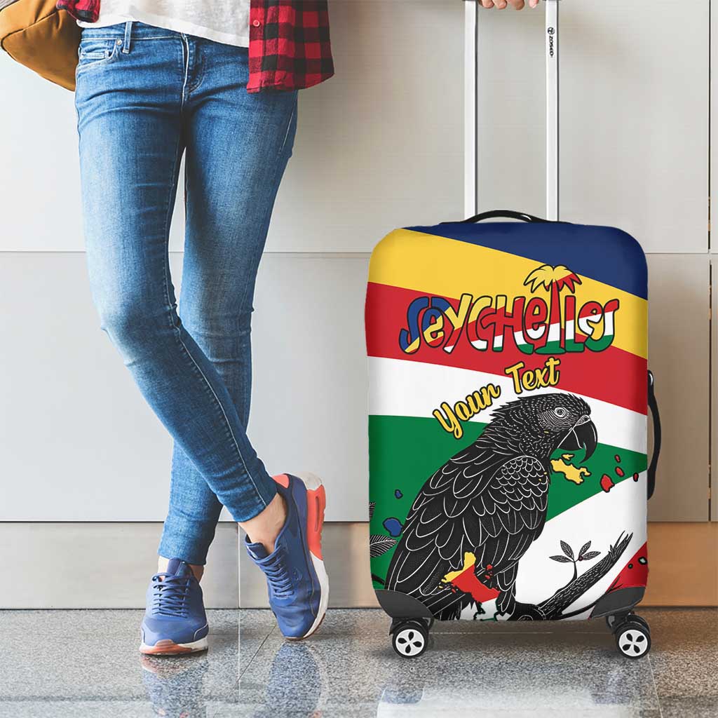 Personalized Seychelles Independence Day Luggage Cover Coat Of Arms Black Parrot LT15