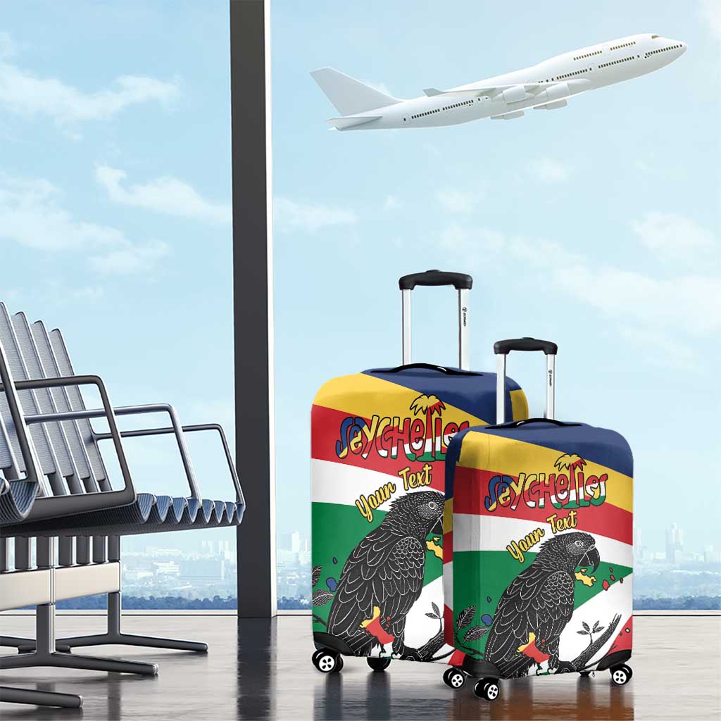 Personalized Seychelles Independence Day Luggage Cover Coat Of Arms Black Parrot LT15