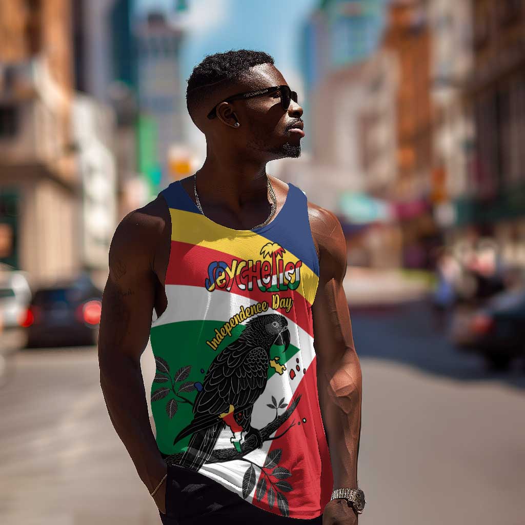 Personalized Happy Seychelles Independence Day Men Tank Top Black Parrot Coat Of Arms LT15