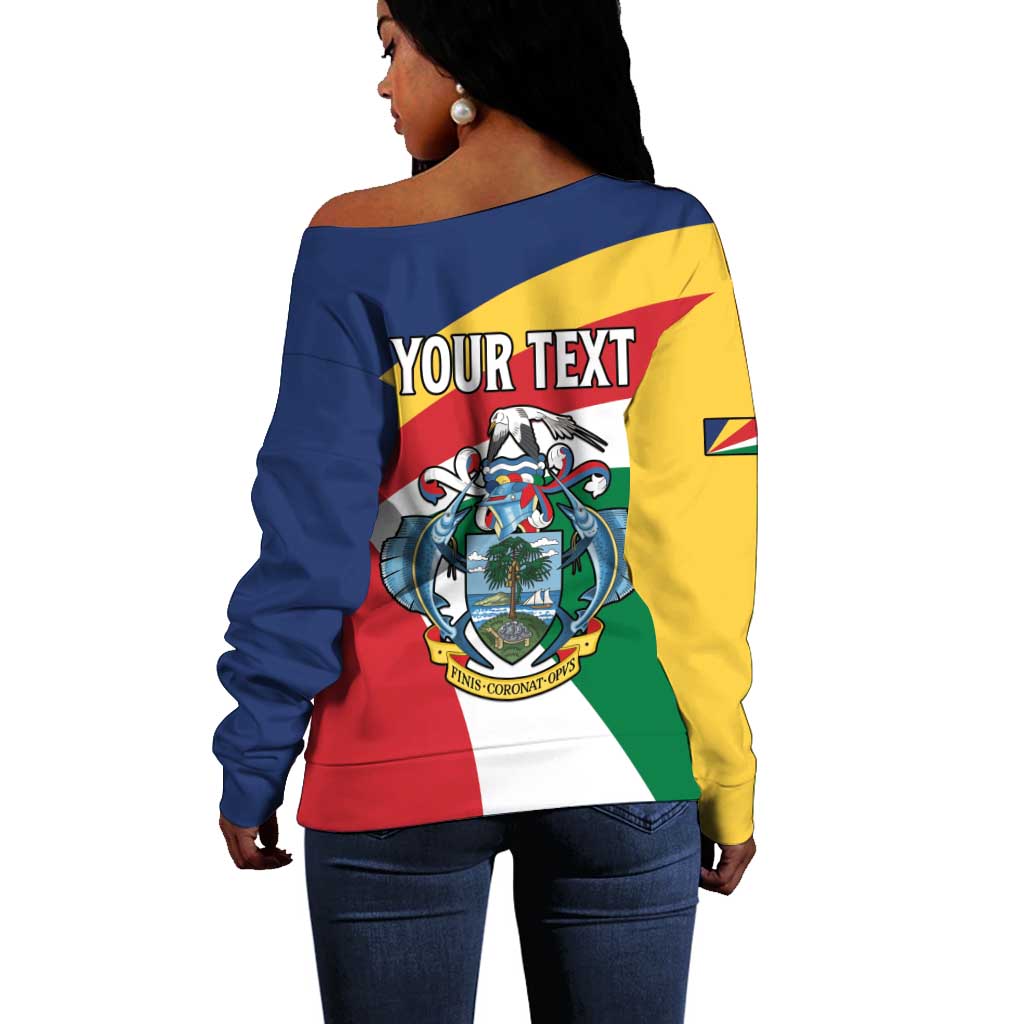 Personalized Happy Seychelles Independence Day Off Shoulder Sweater Black Parrot Coat Of Arms LT15