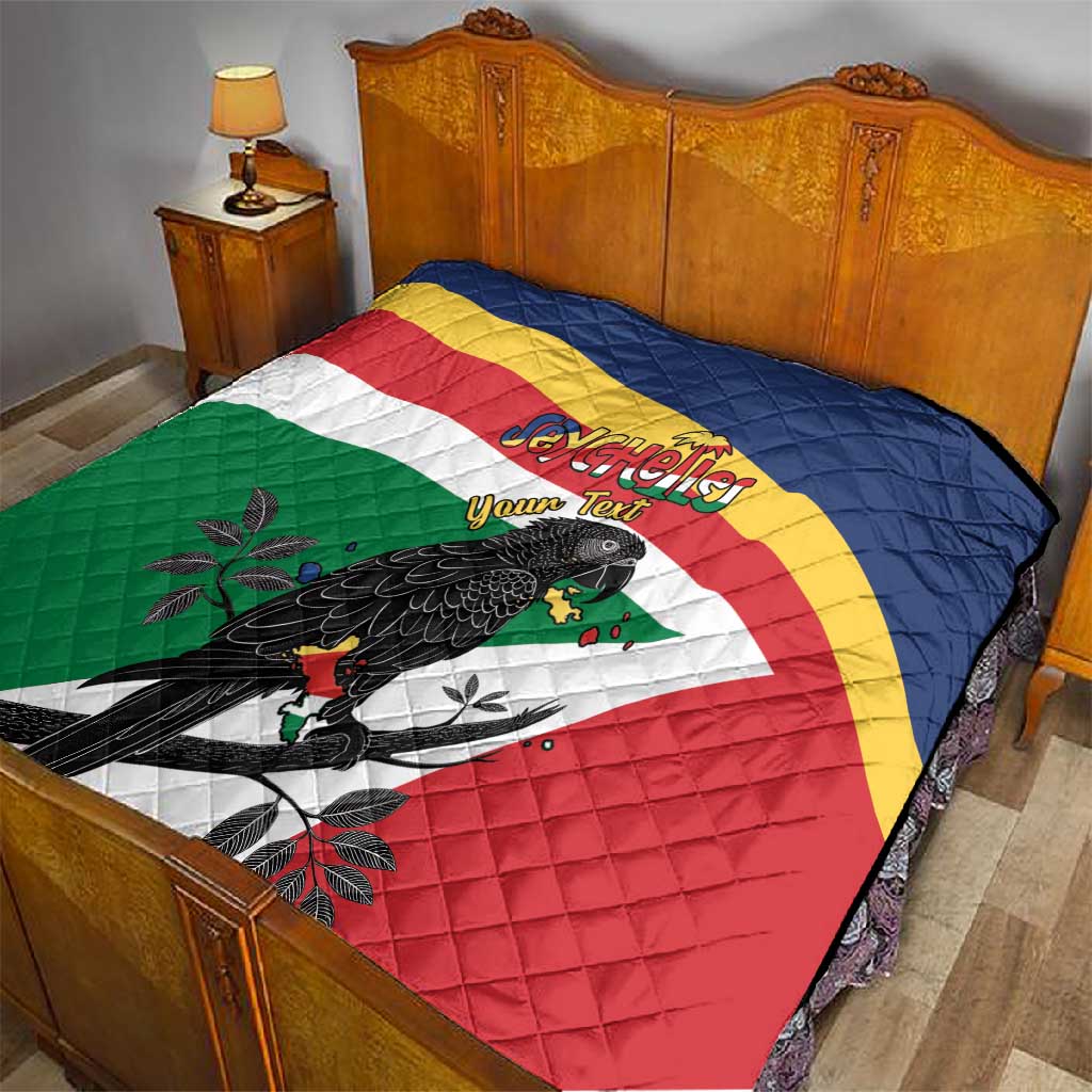 Personalized Happy Seychelles Independence Day Quilt Black Parrot Coat Of Arms LT15
