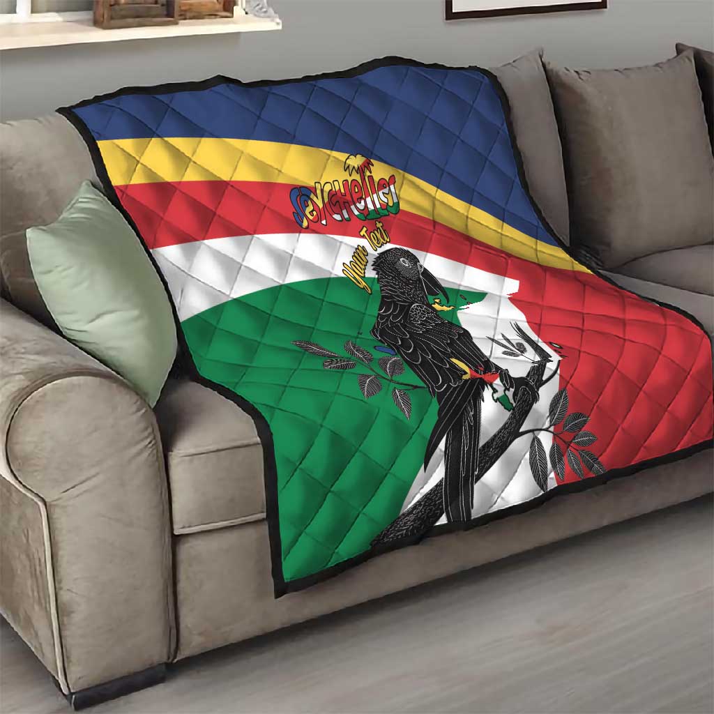 Personalized Happy Seychelles Independence Day Quilt Black Parrot Coat Of Arms LT15