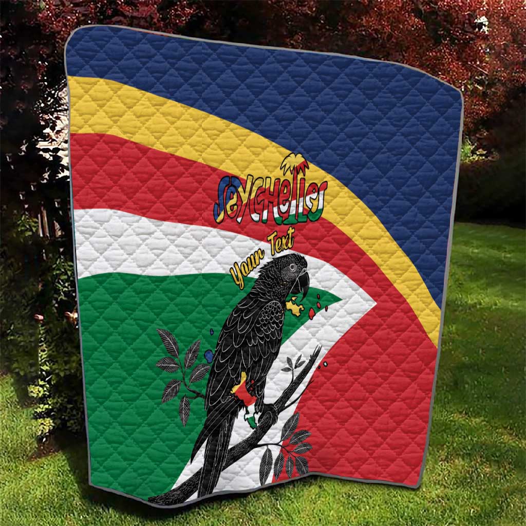 Personalized Happy Seychelles Independence Day Quilt Black Parrot Coat Of Arms LT15