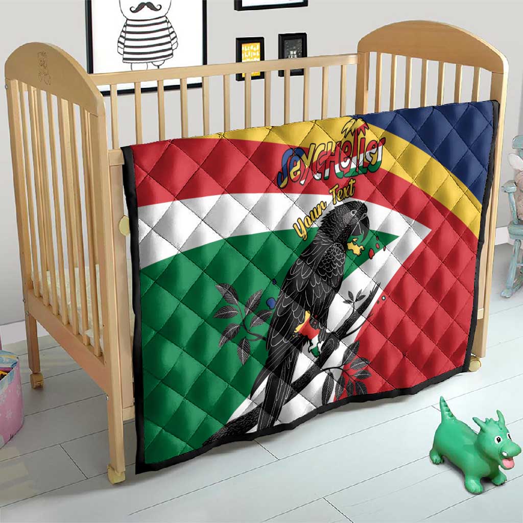 Personalized Happy Seychelles Independence Day Quilt Black Parrot Coat Of Arms LT15