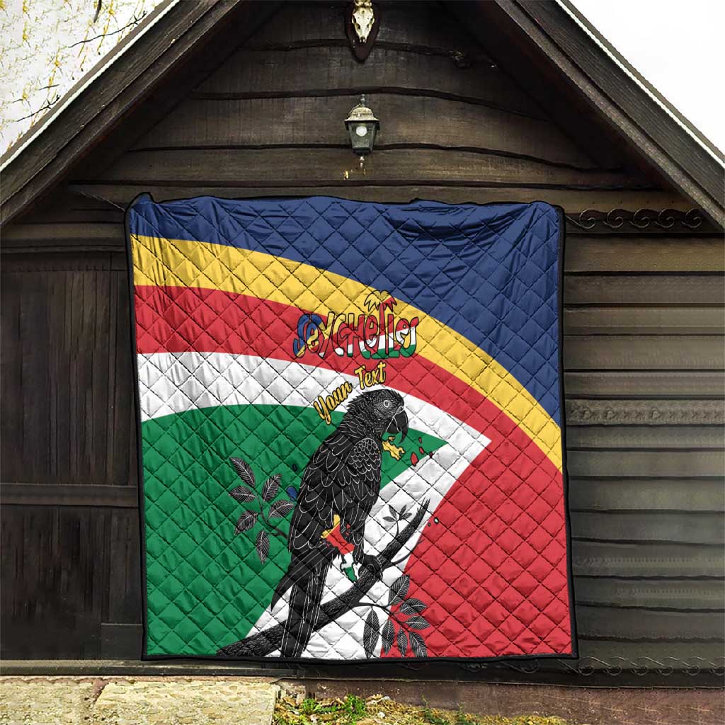Personalized Happy Seychelles Independence Day Quilt Black Parrot Coat Of Arms LT15