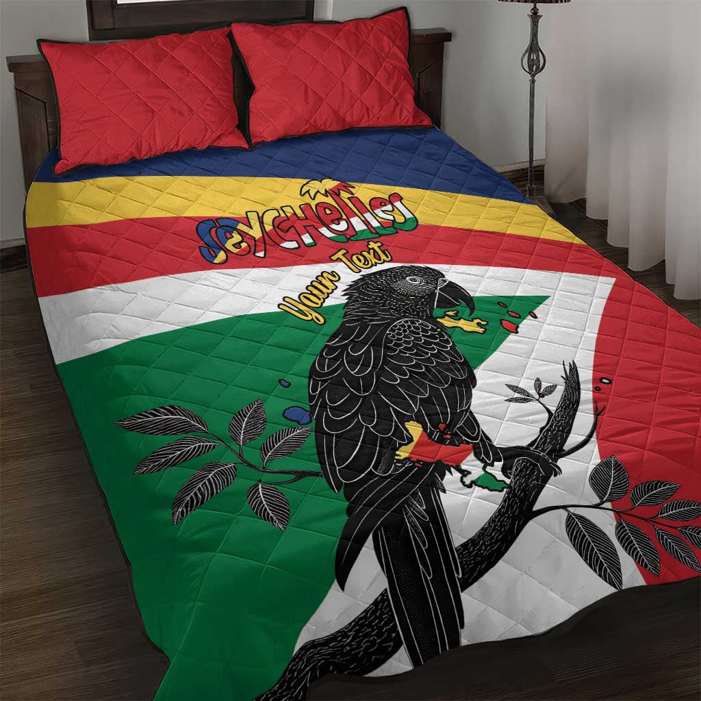 Personalized Happy Seychelles Independence Day Quilt Bed Set Black Parrot Coat Of Arms LT15
