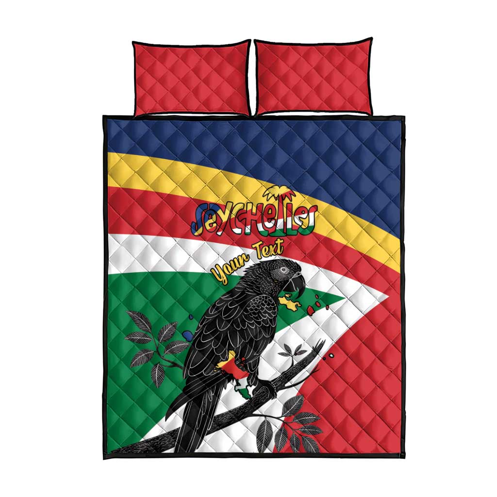 Personalized Happy Seychelles Independence Day Quilt Bed Set Black Parrot Coat Of Arms LT15