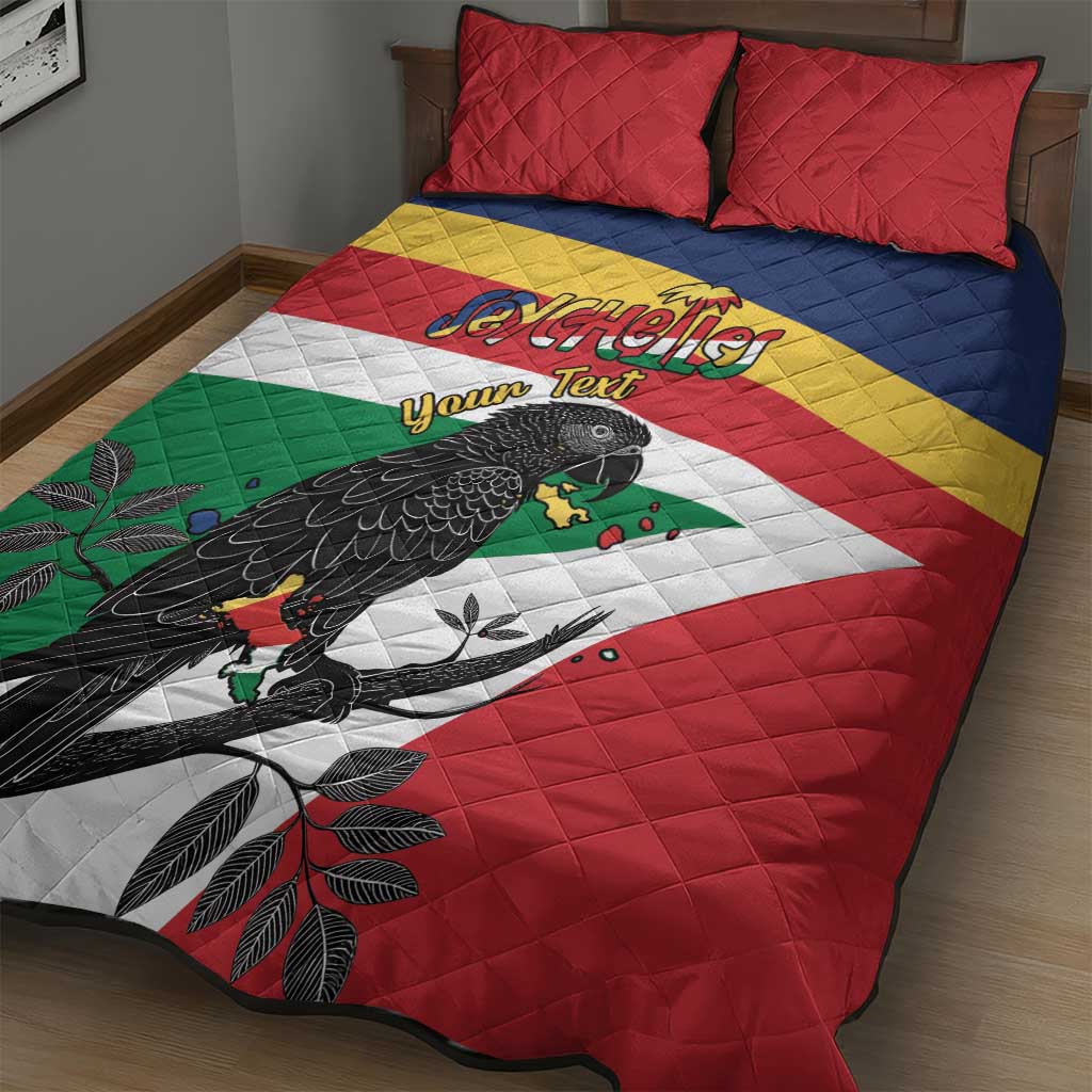 Personalized Happy Seychelles Independence Day Quilt Bed Set Black Parrot Coat Of Arms LT15
