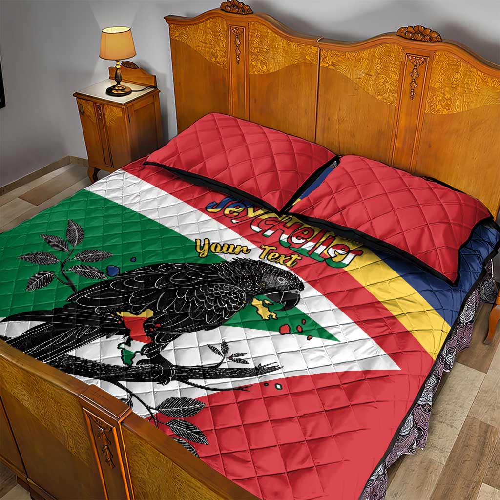Personalized Happy Seychelles Independence Day Quilt Bed Set Black Parrot Coat Of Arms LT15