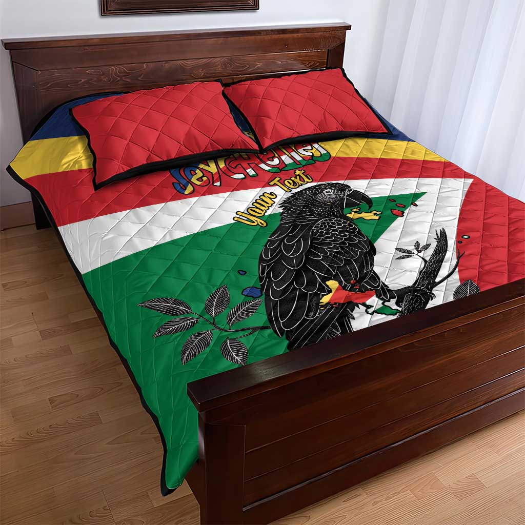 Personalized Happy Seychelles Independence Day Quilt Bed Set Black Parrot Coat Of Arms LT15