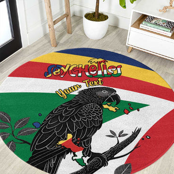 Personalized Happy Seychelles Independence Day Round Carpet Black Parrot Coat Of Arms LT15
