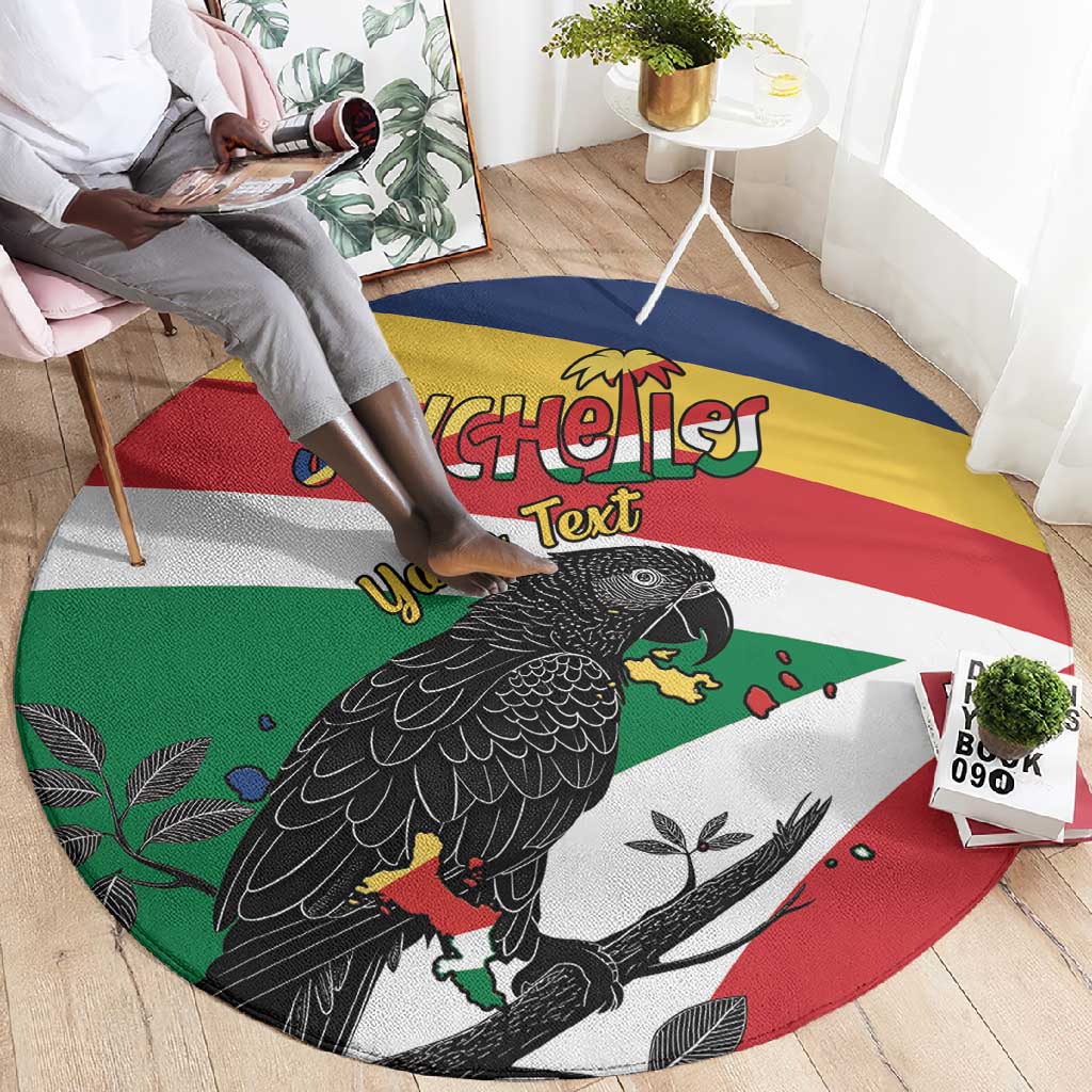 Personalized Happy Seychelles Independence Day Round Carpet Black Parrot Coat Of Arms LT15