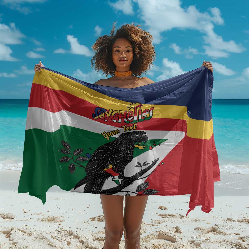 Personalized Happy Seychelles Independence Day Sarong Black Parrot Coat Of Arms LT15