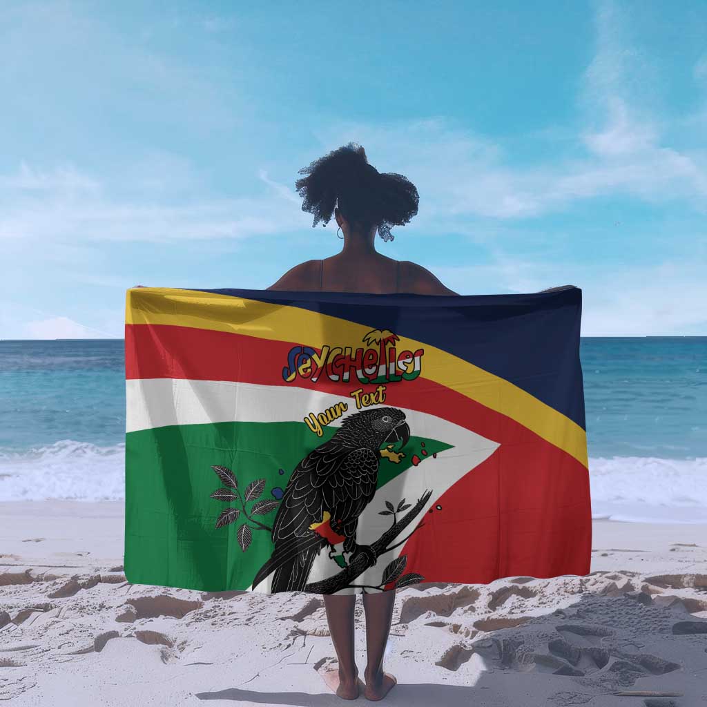 Personalized Happy Seychelles Independence Day Sarong Black Parrot Coat Of Arms LT15