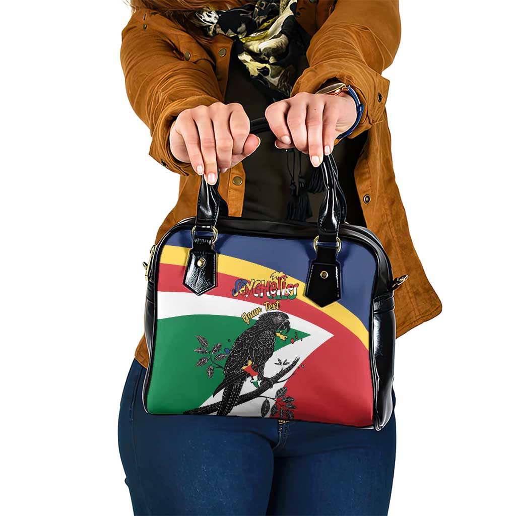 Personalized Seychelles Independence Day Shoulder Handbag Coat Of Arms Black Parrot LT15