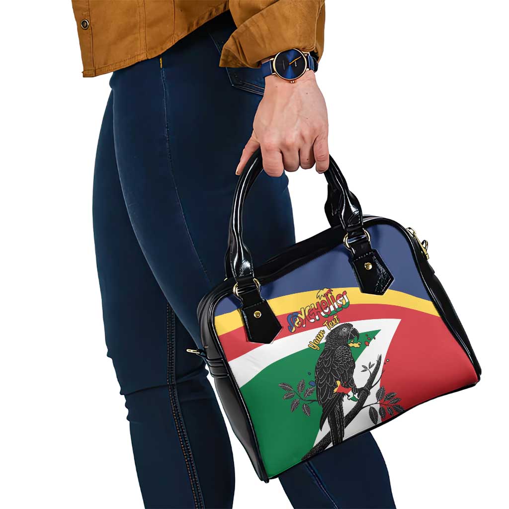 Personalized Seychelles Independence Day Shoulder Handbag Coat Of Arms Black Parrot LT15