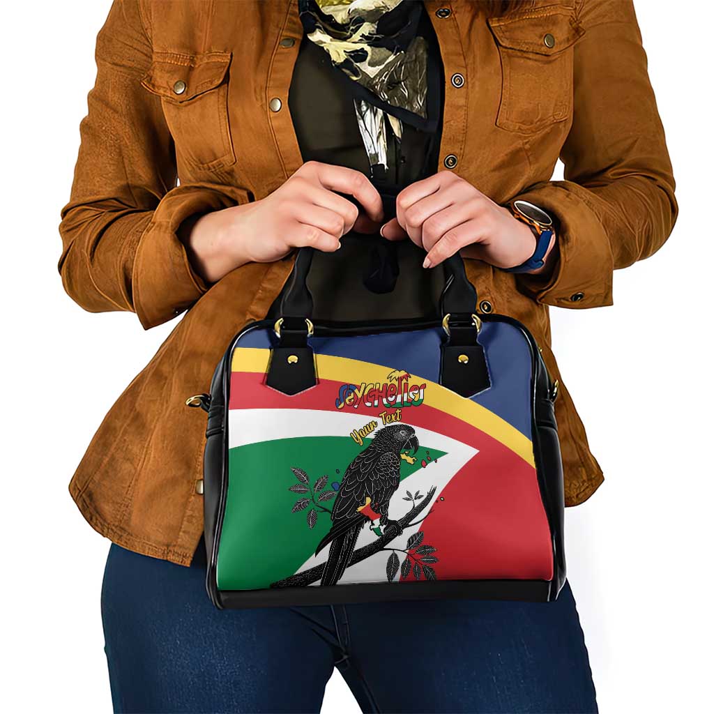 Personalized Seychelles Independence Day Shoulder Handbag Coat Of Arms Black Parrot LT15