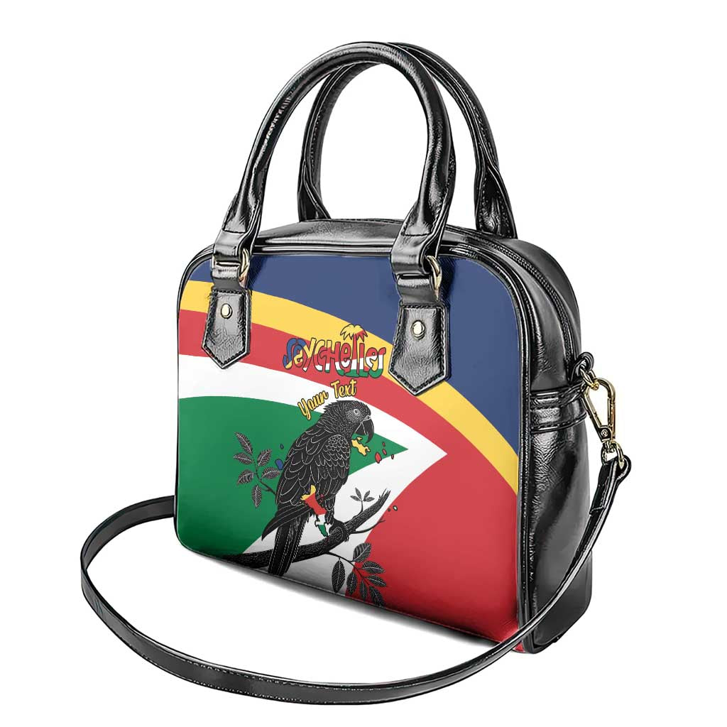 Personalized Seychelles Independence Day Shoulder Handbag Coat Of Arms Black Parrot LT15