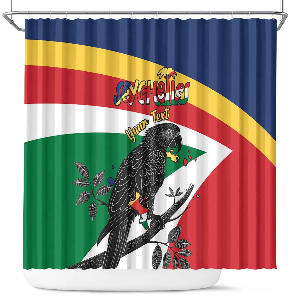 Personalized Seychelles Independence Day Shower Curtain Coat Of Arms Black Parrot LT15