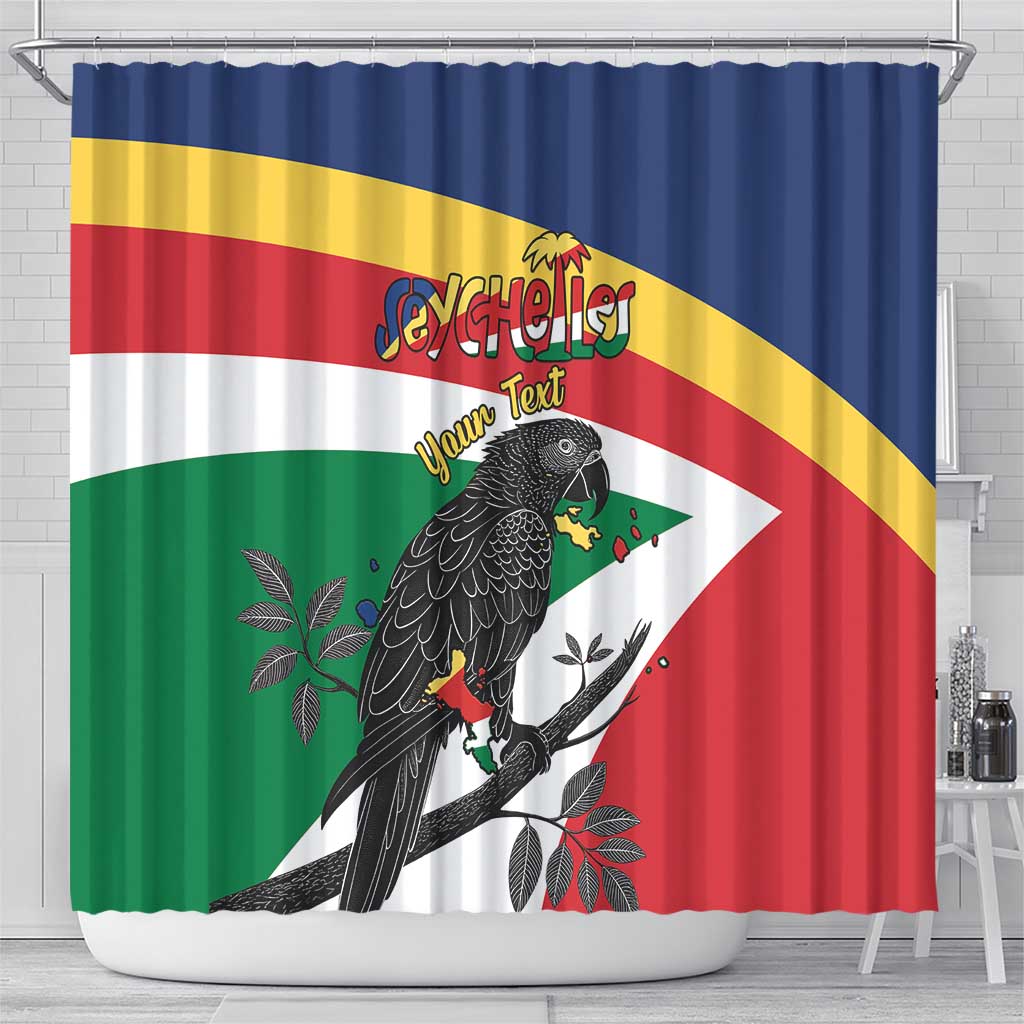 Personalized Seychelles Independence Day Shower Curtain Coat Of Arms Black Parrot LT15