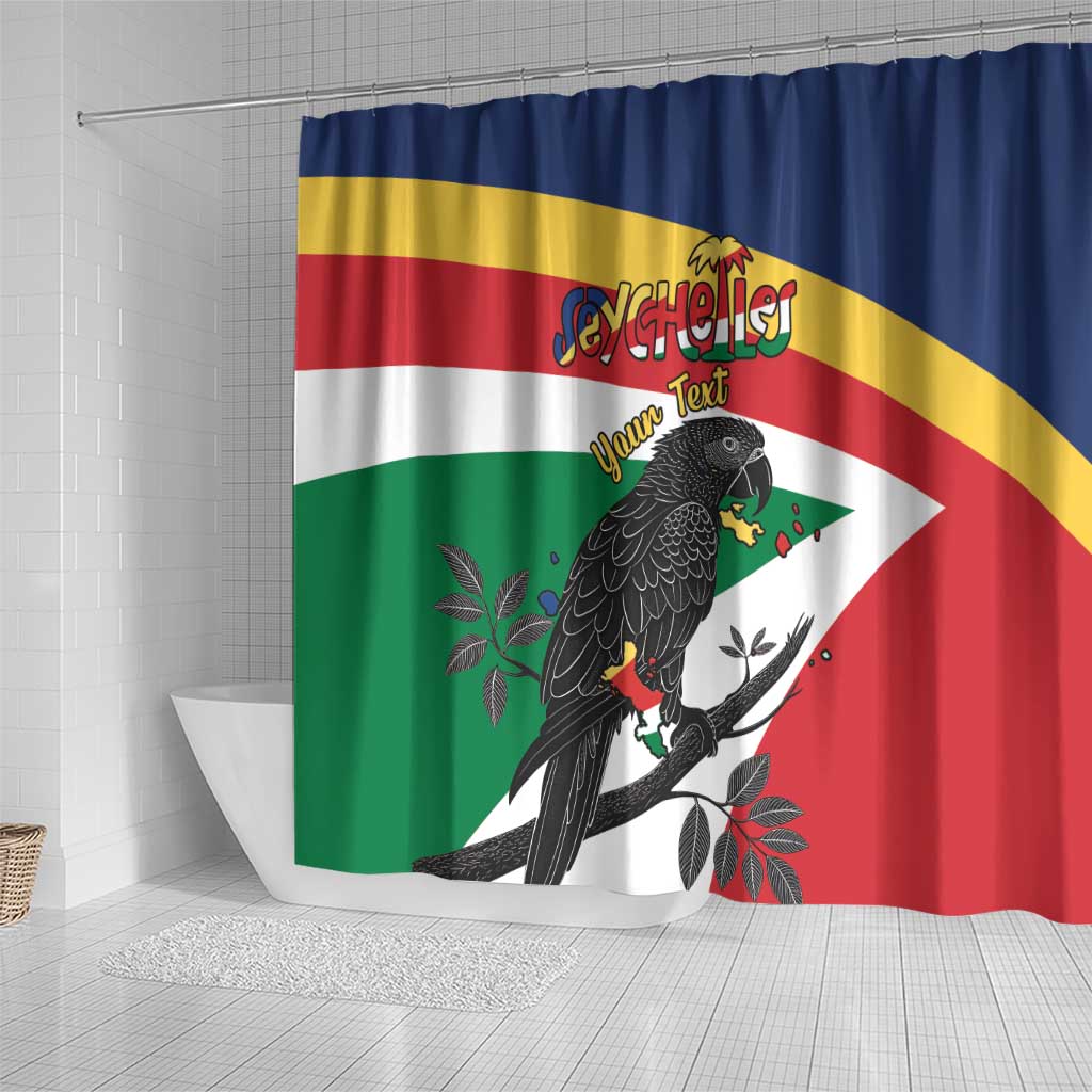 Personalized Seychelles Independence Day Shower Curtain Coat Of Arms Black Parrot LT15