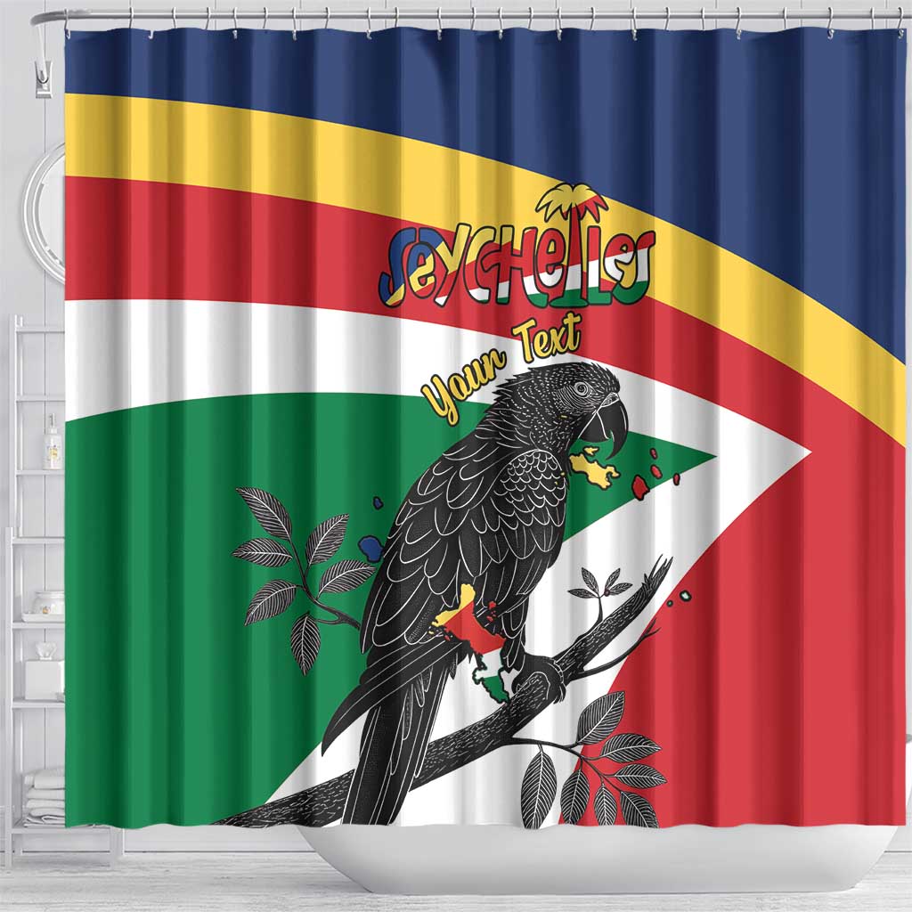 Personalized Seychelles Independence Day Shower Curtain Coat Of Arms Black Parrot LT15