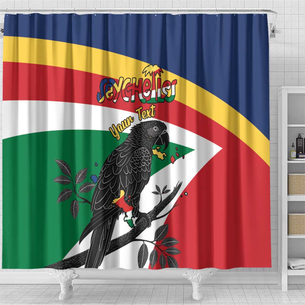 Personalized Seychelles Independence Day Shower Curtain Coat Of Arms Black Parrot LT15