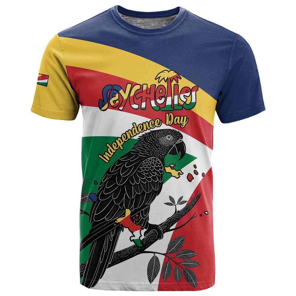 Personalized Happy Seychelles Independence Day T shirt Black Parrot Coat Of Arms LT15