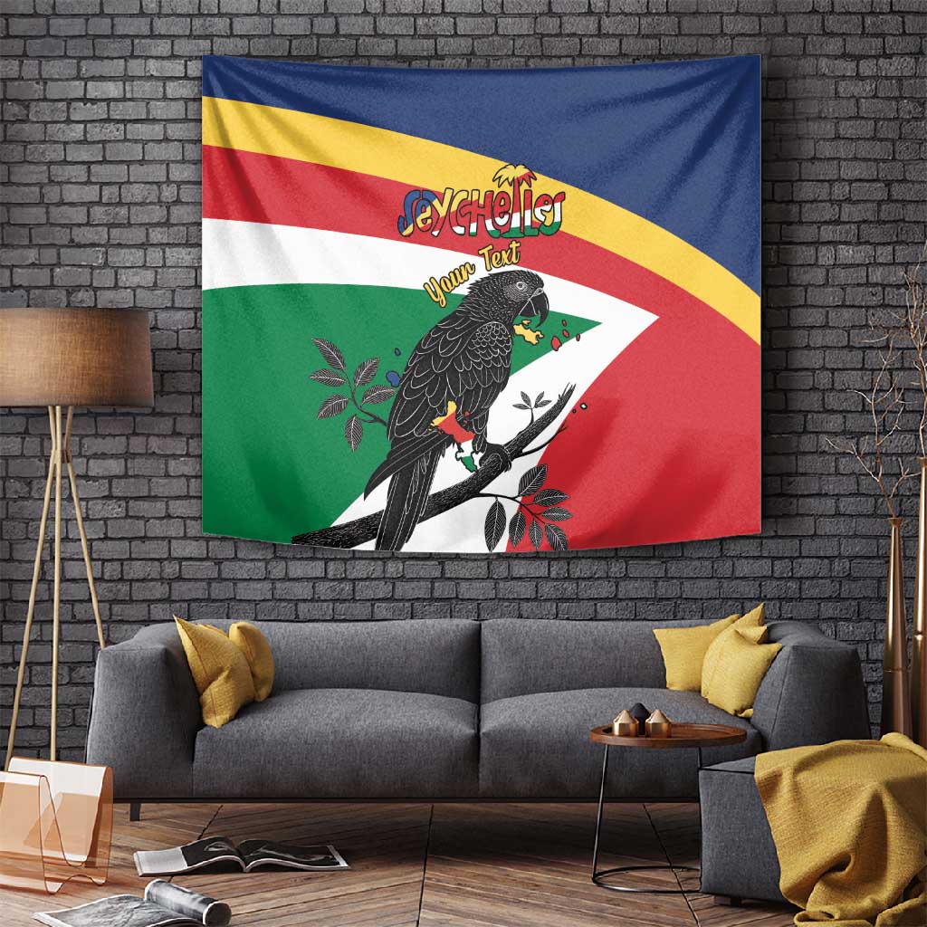 Personalized Happy Seychelles Independence Day Tapestry Black Parrot Coat Of Arms LT15