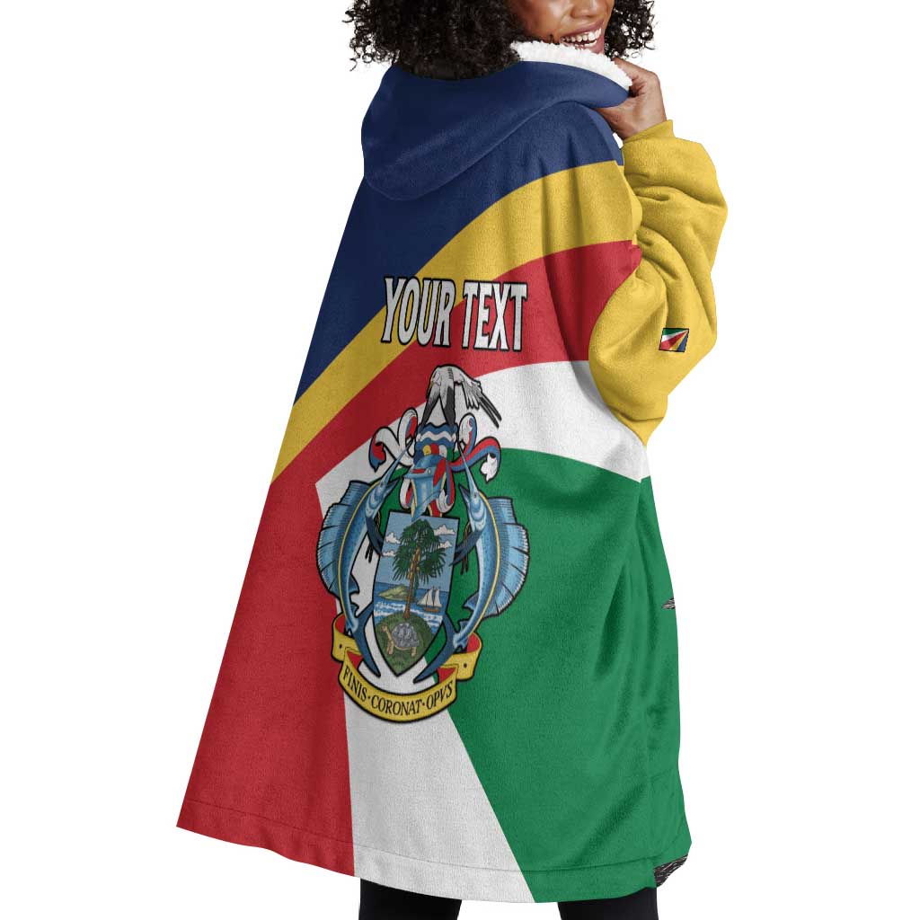 Personalized Happy Seychelles Independence Day Wearable Blanket Hoodie Black Parrot Coat Of Arms LT15