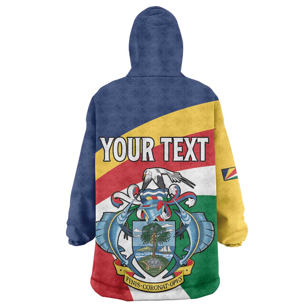 Personalized Happy Seychelles Independence Day Wearable Blanket Hoodie Black Parrot Coat Of Arms LT15