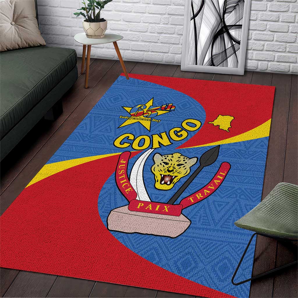 Congo-Kinshasa Independence Day Area Rug Coat Of Arms - African Pattern LT15