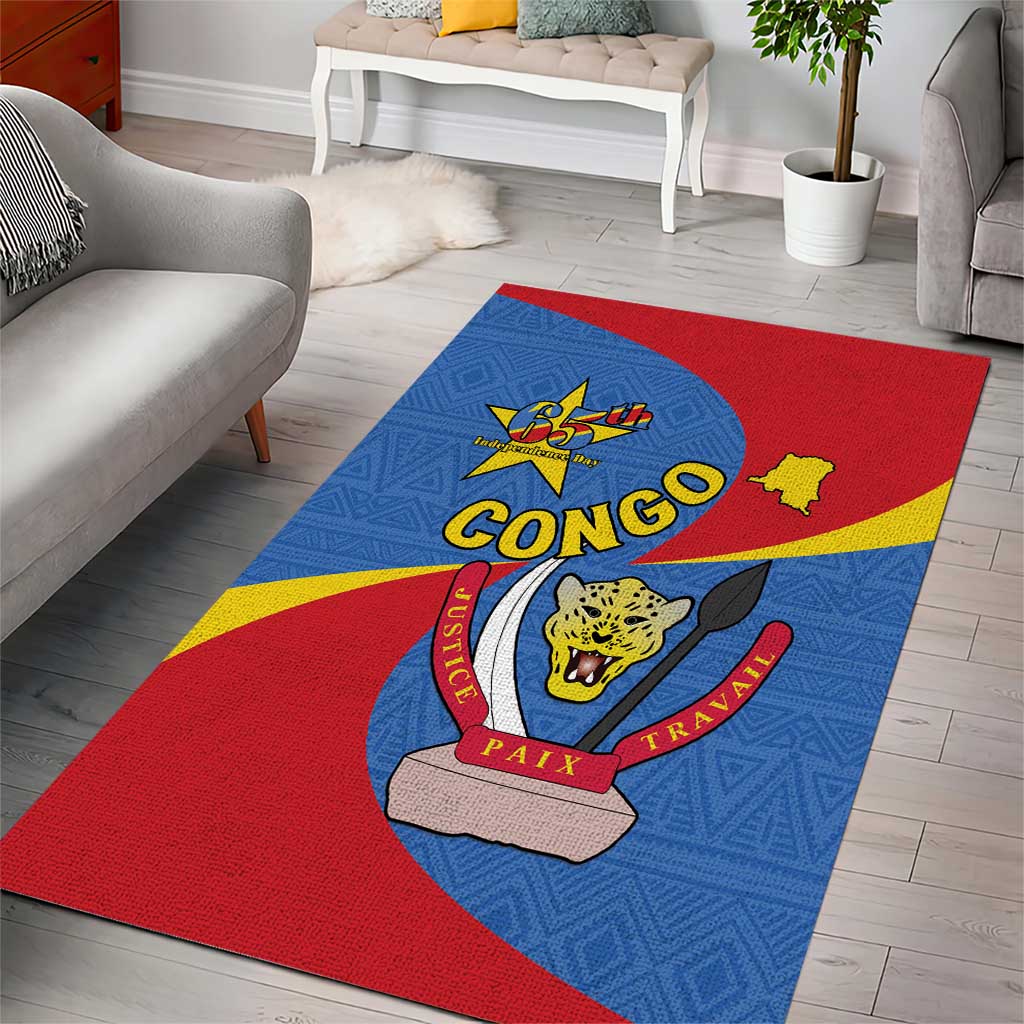 Congo-Kinshasa Independence Day Area Rug Coat Of Arms - African Pattern LT15