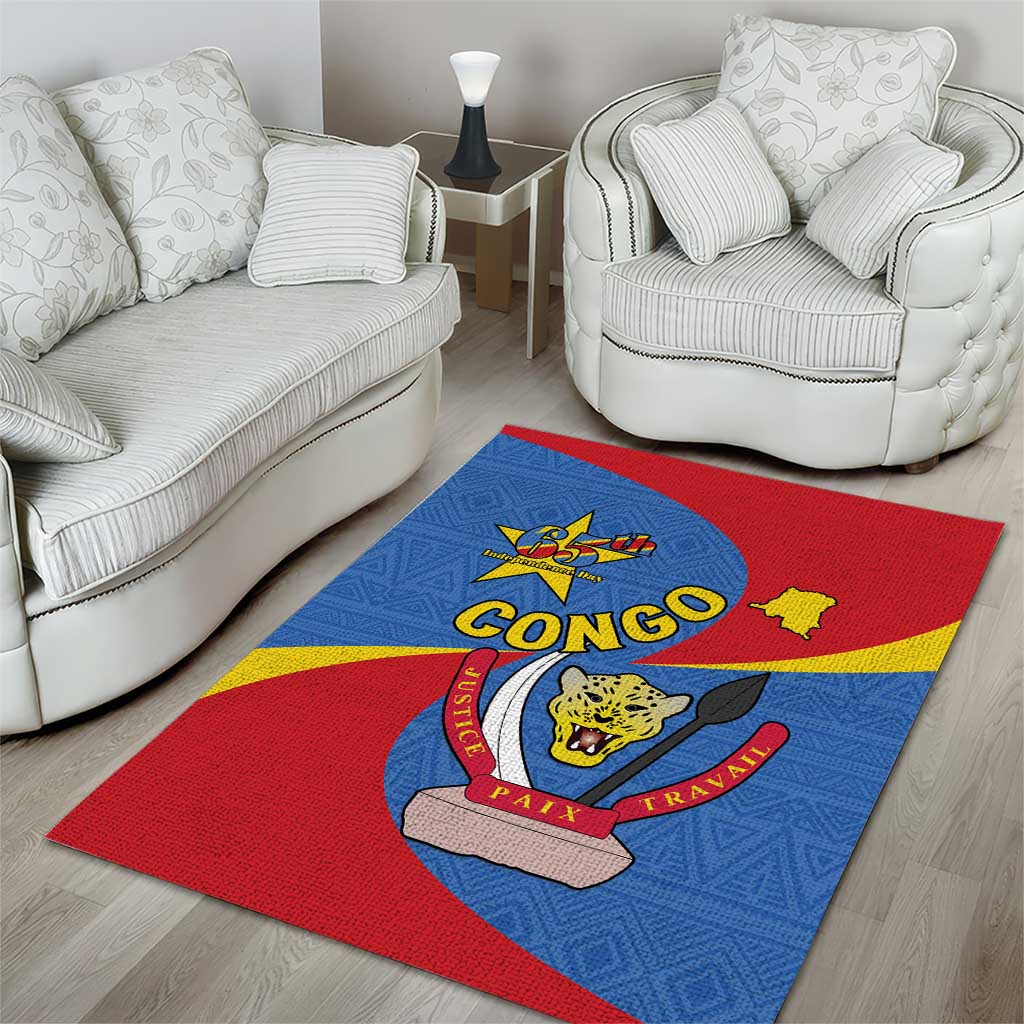Congo-Kinshasa Independence Day Area Rug Coat Of Arms - African Pattern LT15