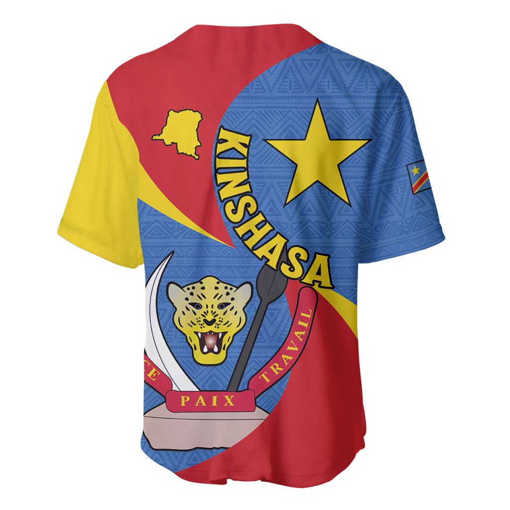Congo-Kinshasa Independence Day Baseball Jersey Coat Of Arms - African Pattern LT15
