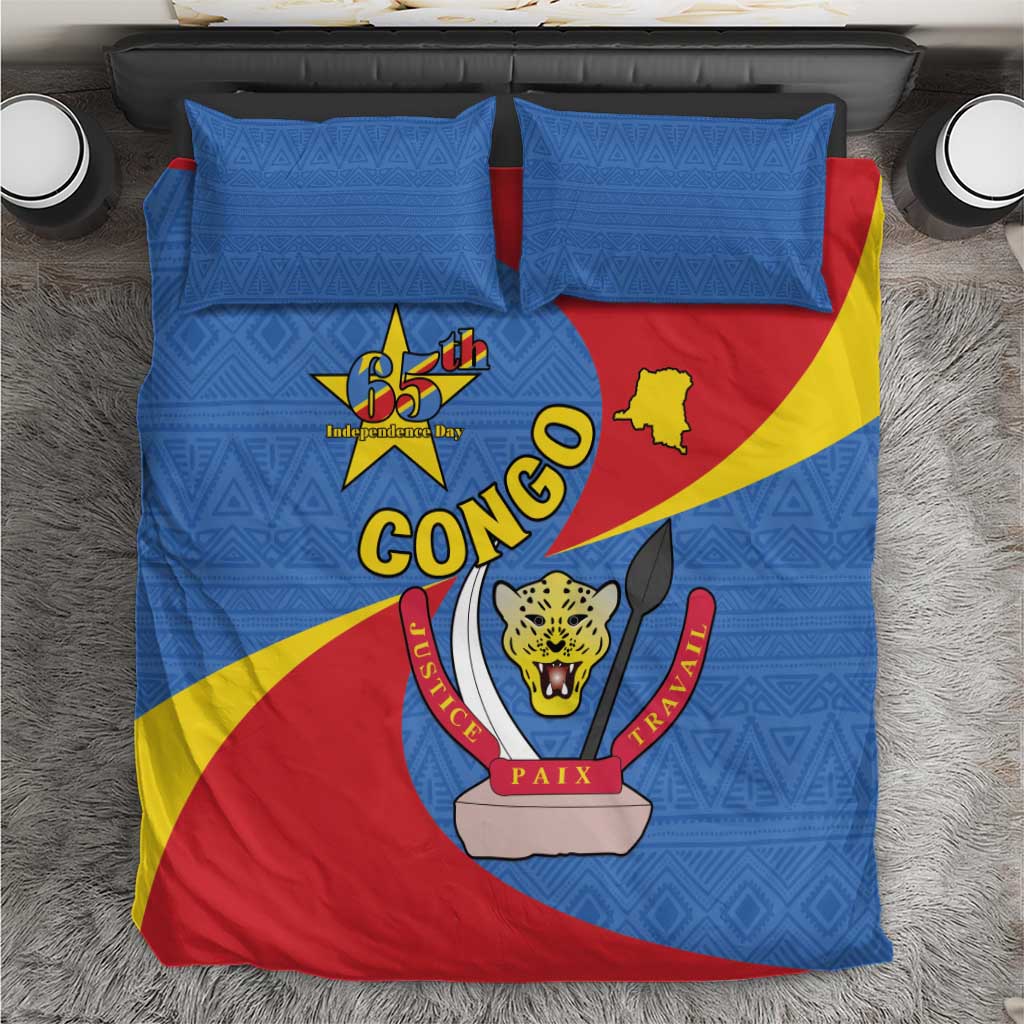Congo-Kinshasa Independence Day Bedding Set Coat Of Arms - African Pattern LT15