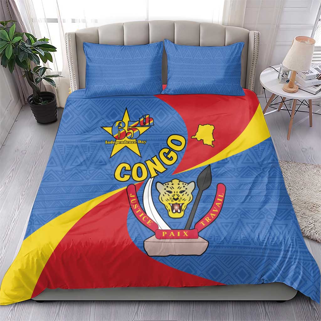 Congo-Kinshasa Independence Day Bedding Set Coat Of Arms - African Pattern LT15