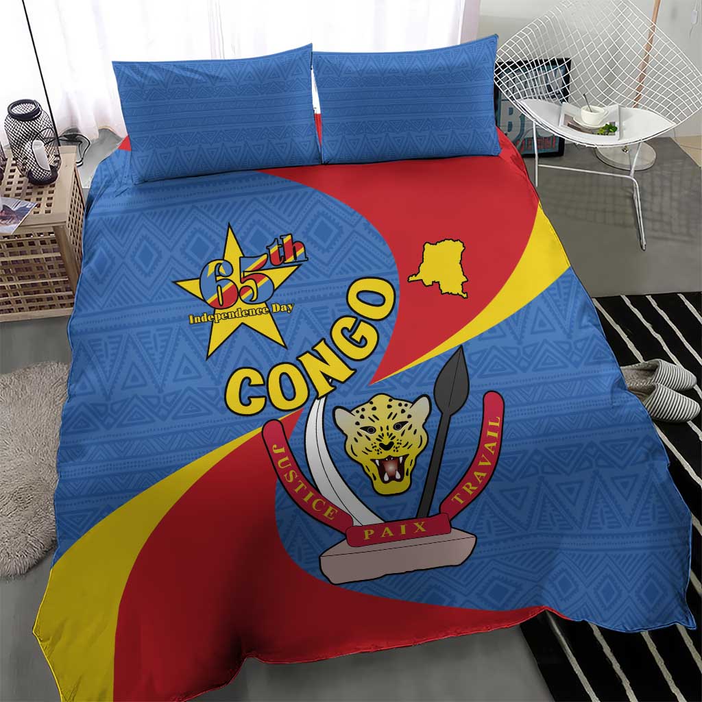 Congo-Kinshasa Independence Day Bedding Set Coat Of Arms - African Pattern LT15