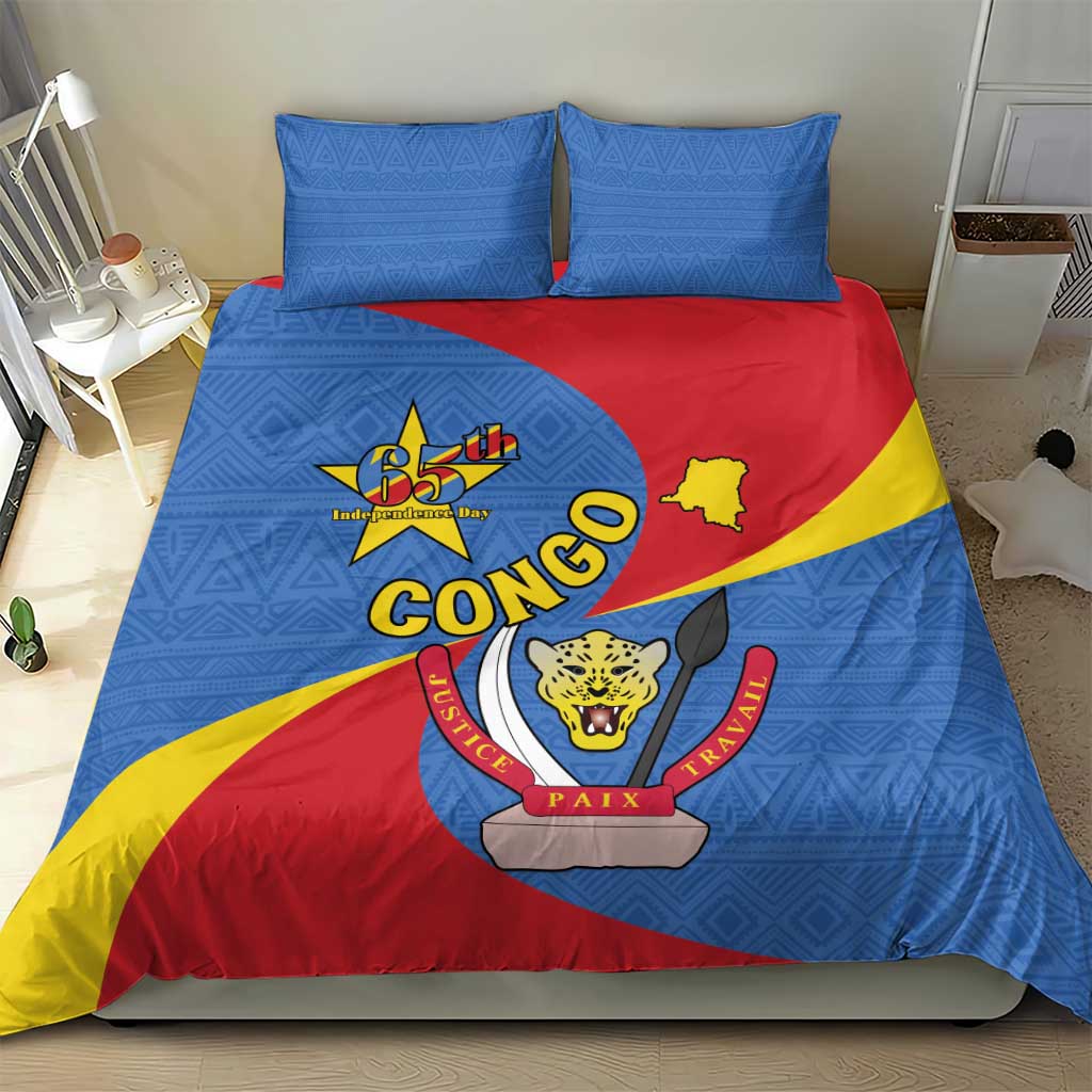 Congo-Kinshasa Independence Day Bedding Set Coat Of Arms - African Pattern LT15