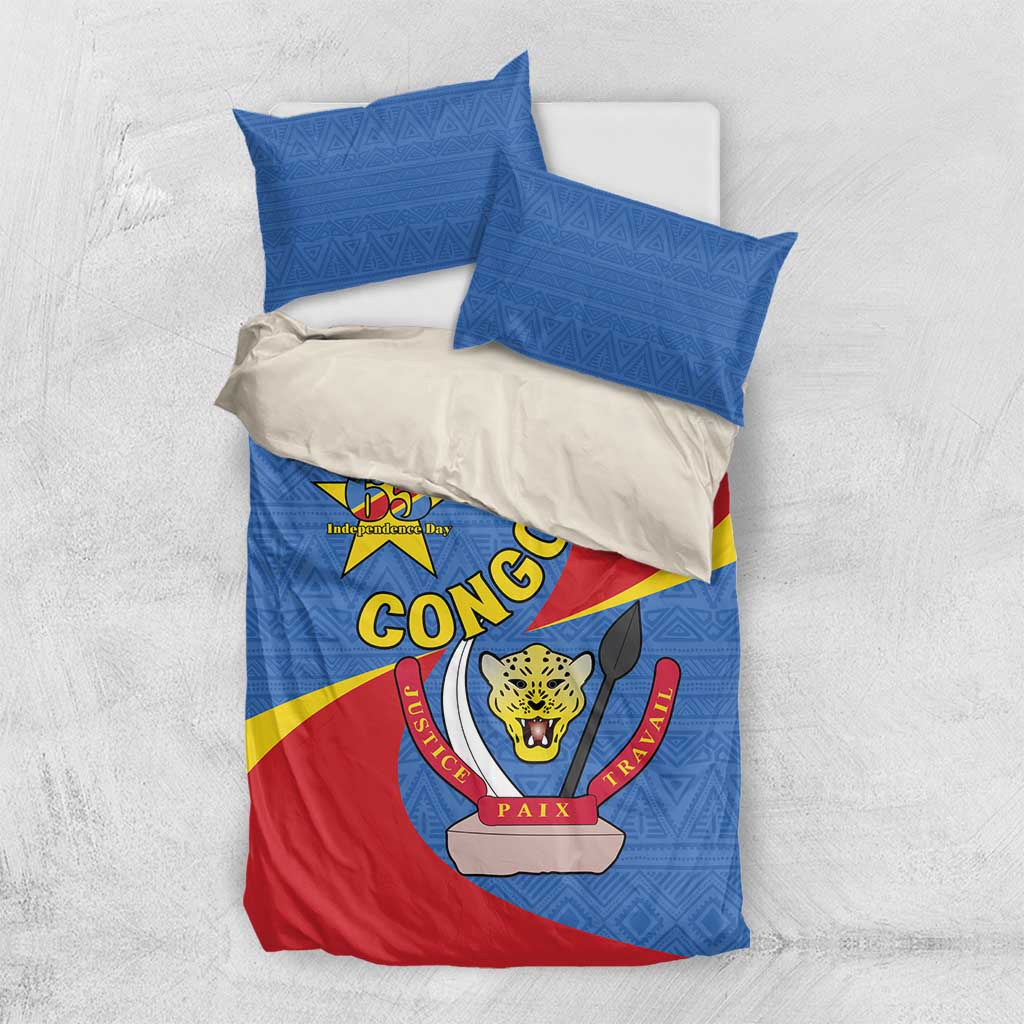 Congo-Kinshasa Independence Day Bedding Set Coat Of Arms - African Pattern LT15