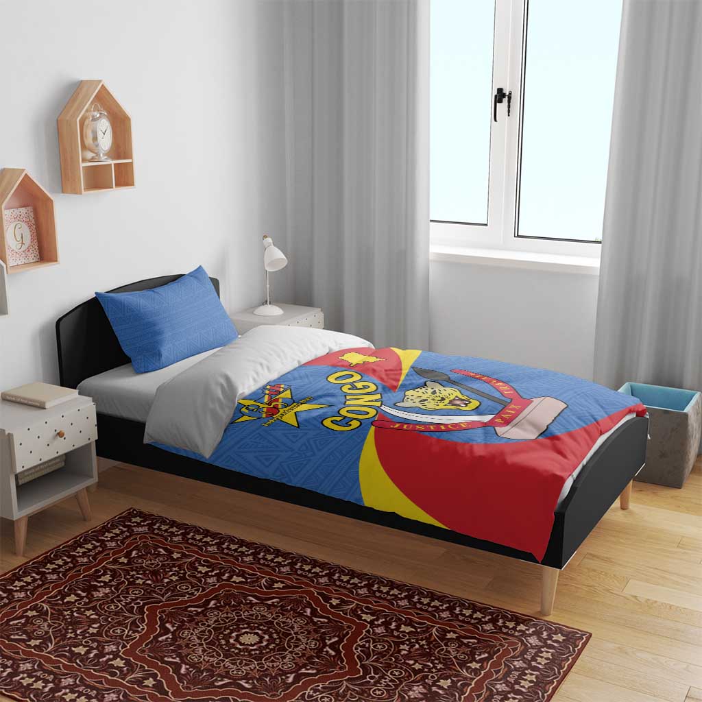 Congo-Kinshasa Independence Day Bedding Set Coat Of Arms - African Pattern LT15
