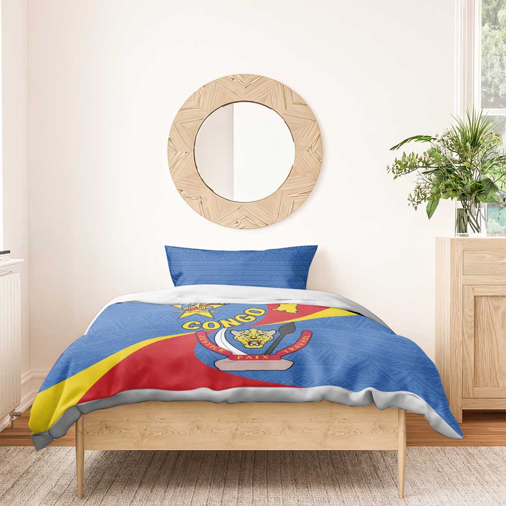 Congo-Kinshasa Independence Day Bedding Set Coat Of Arms - African Pattern LT15