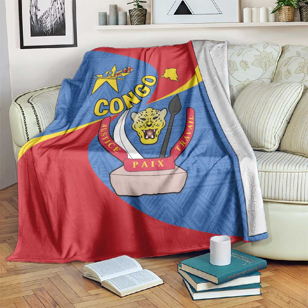Congo-Kinshasa Independence Day Blanket Coat Of Arms - African Pattern LT15