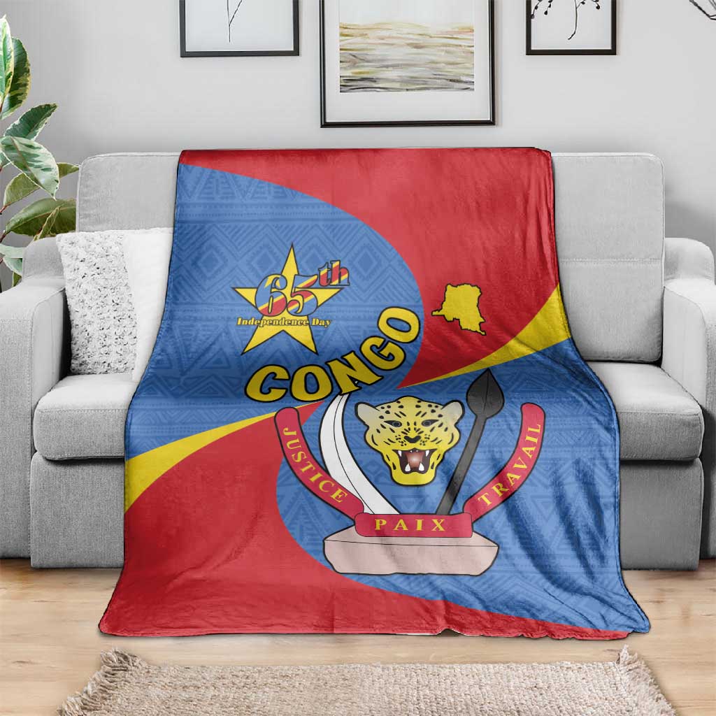 Congo-Kinshasa Independence Day Blanket Coat Of Arms - African Pattern LT15