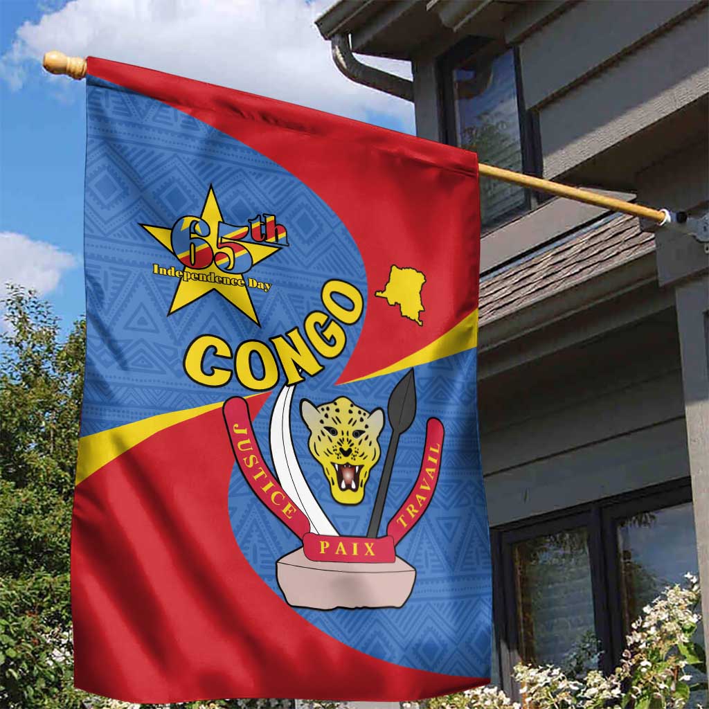Congo-Kinshasa Independence Day Garden Flag Coat Of Arms - African Pattern LT15