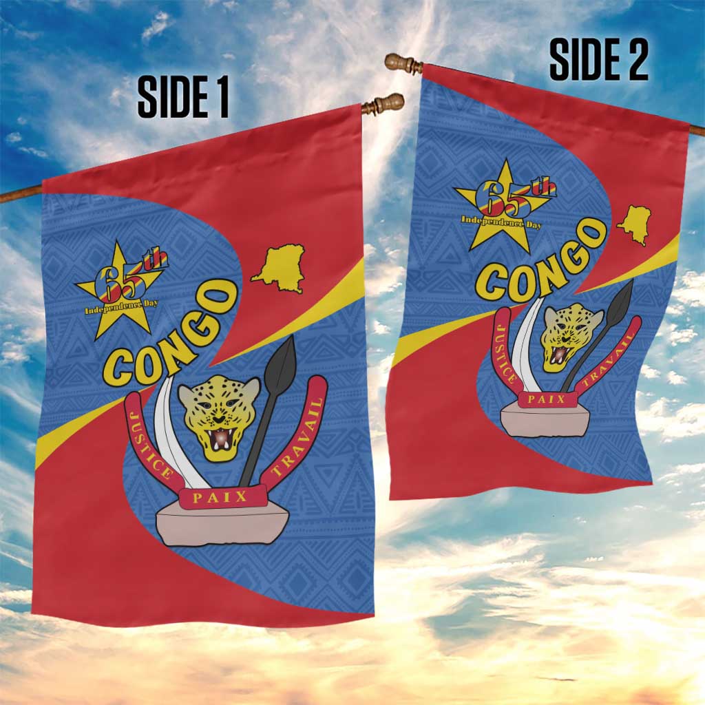 Congo-Kinshasa Independence Day Garden Flag Coat Of Arms - African Pattern LT15