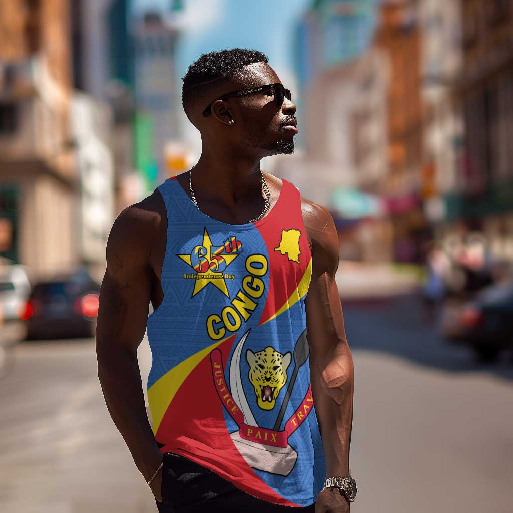 Congo-Kinshasa Independence Day Men Tank Top Coat Of Arms - African Pattern LT15