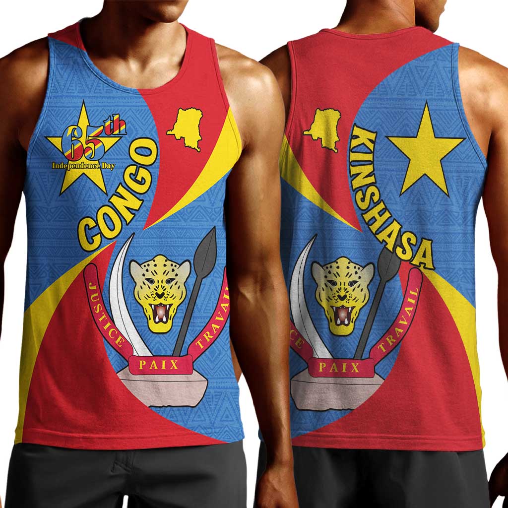 Congo-Kinshasa Independence Day Men Tank Top Coat Of Arms - African Pattern LT15