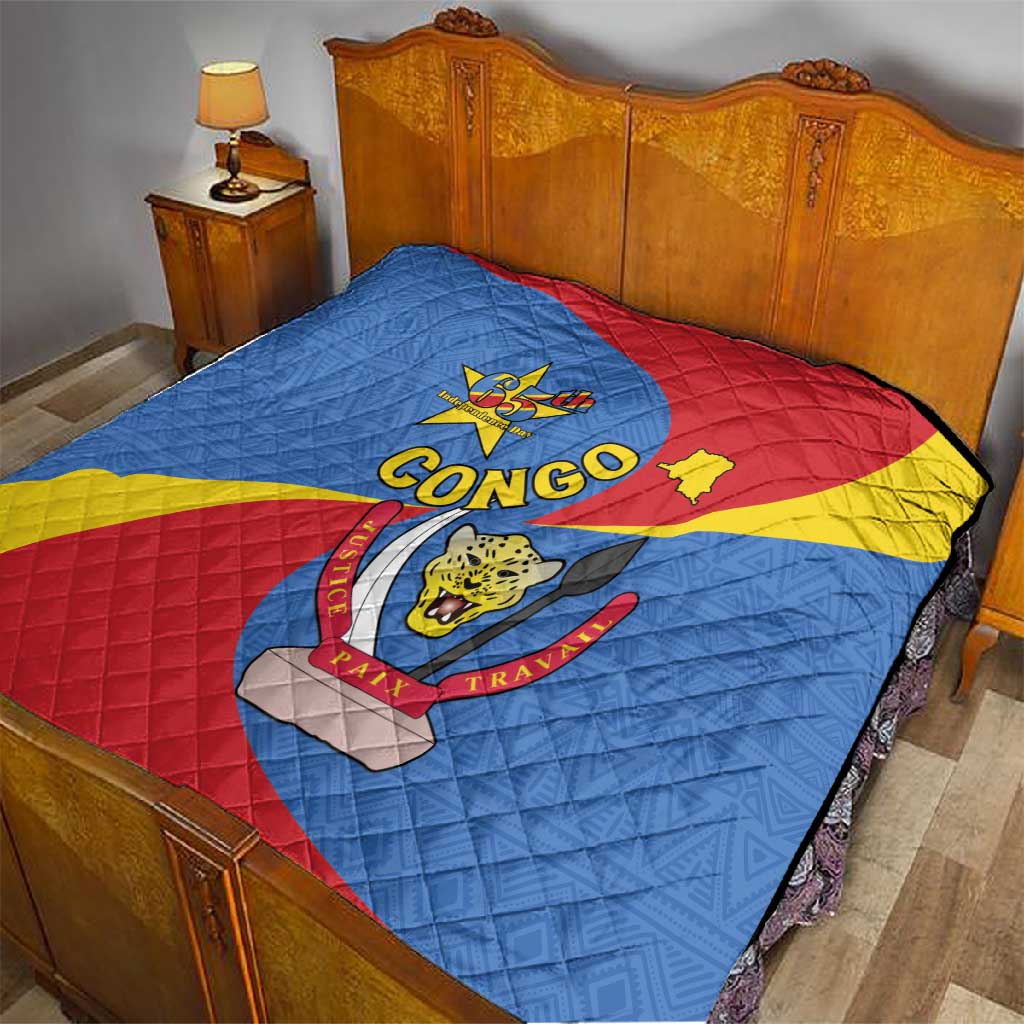 Congo-Kinshasa Independence Day Quilt Coat Of Arms - African Pattern LT15