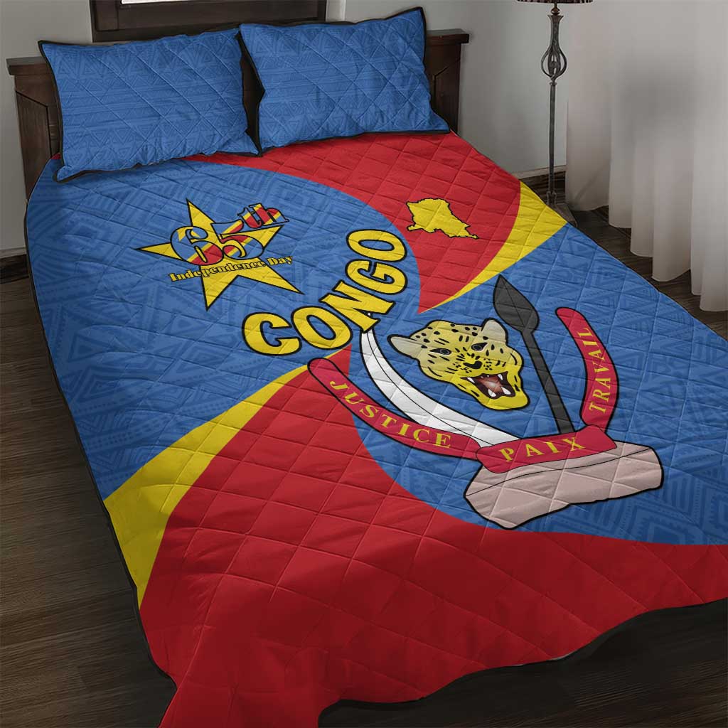 Congo-Kinshasa Independence Day Quilt Bed Set Coat Of Arms - African Pattern LT15